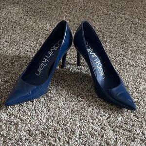 Calvin Klein Blue Suede Heels for Formal Occasions